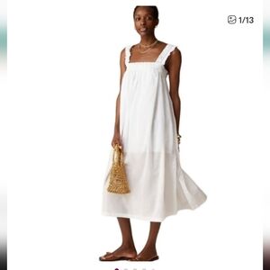 J Crew Cotton voile ruffle-trim shift dress Small